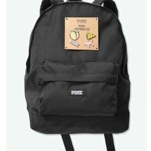 Victoria's Secret Black Backpack with Fun Pins